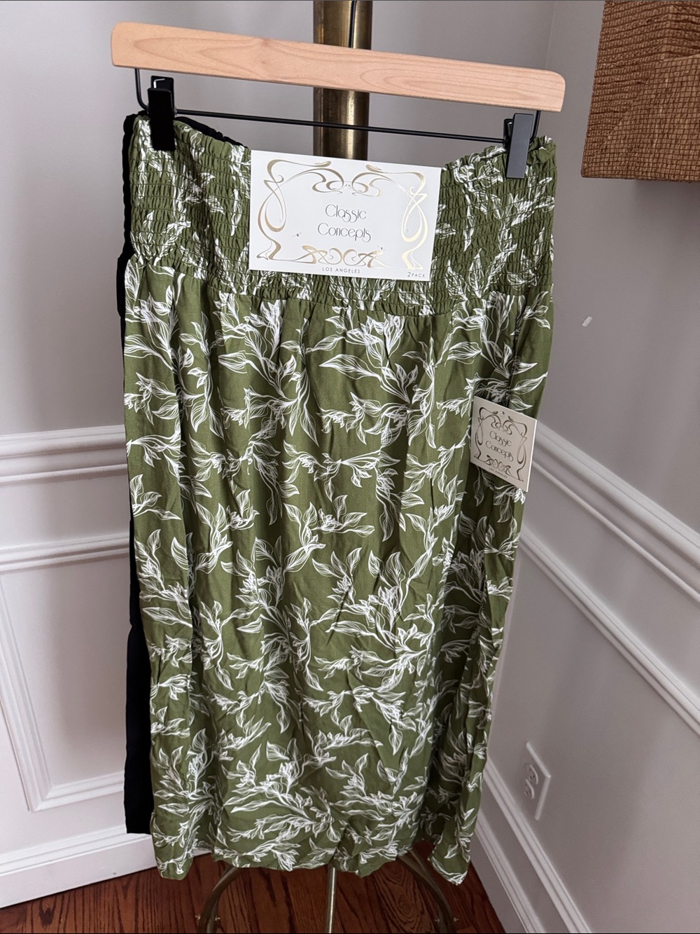 Olive and Black 2 pack Floral Midi Skirt